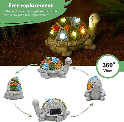 Solar-Powered Garden Turtle Statue with LED Lights | Distinctive Housewarming Present