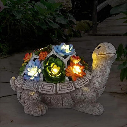 Solar-Powered Garden Turtle Statue with LED Lights | Distinctive Housewarming Present