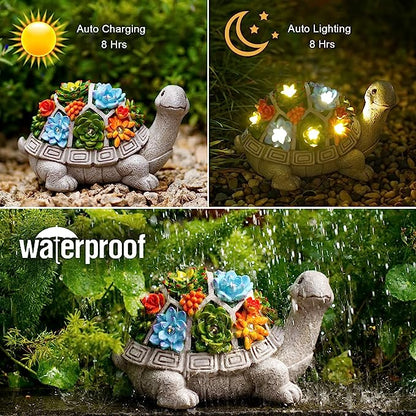 Solar-Powered Garden Turtle Statue with LED Lights | Distinctive Housewarming Present